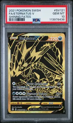 2021 POKEMON SWORD & SHIELD SHINING FATES #SV121 FULL ART/ETERNATUS V PSA 10 - Image 1