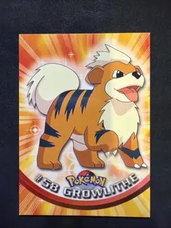 Growlithe - Pokemon - #58 - Topps - TV Animation Edition - Blue NM - Image 1