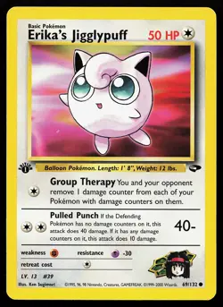 Erika's Jigglypuff 69/132 Common 1st Edition Gym Challenge Pokemon Card - Image 1