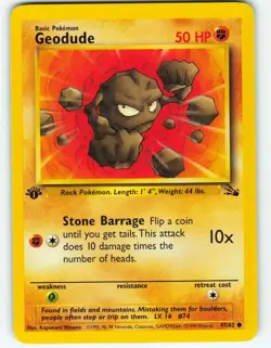 Geodude - 1st Edition - 47/62 Fossil Set - Pokemon TCG - 1999 - Image 1