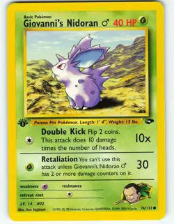 Giovanni's Nidoran - 1st Edition - 76/132 Gym Challenge - Pokemon TCG - 2000 - Image 1