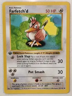 Pokemon Farfetch'd 27/102 Base Set 1st Edition Shadowless Lightly Played - Image 1