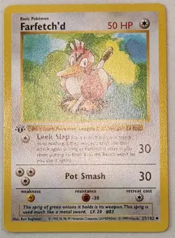 Pokemon Farfetch'd 27/102 Base Set 1st Edition Shadowless Lightly Played - Image 2