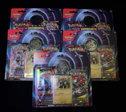 💎Pokemon Mega Evo & Phant Flames x2 Blister Pack Raikou Promo Coin Lot Of 5💎 - Image 1