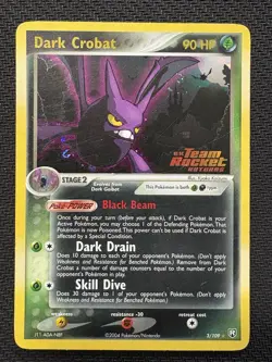 Pokemon TCG Dark Crobat EX Team Rocket Returns Reverse Holo Stamped 3/109 2004 - Image 1