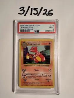 Pokemon TCG Base Set Shadowless Charmeleon 24/102 Uncommon PSA 9 1999 - Image 1