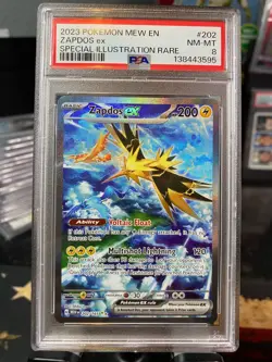 POKEMON MEW EN-151 SPECIAL ILLUSTRATION RARE ZAPDOS EX 202/165 PSA 8 - Image 1