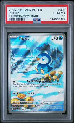 2025 POKEMON PFL EN-PHANTASMAL FLAMES ILLUSTRATION RARE #098 PIPLUP PSA 10 - Image 1