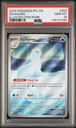 2025 POKEMON PFL EN-PHANTASMAL FLAMES ILLUSTRATION RARE #097 DEWGONG PSA 10 - Image 1
