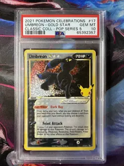 Umbreon-Gold Star Pokemon Celebrations Classic Collection 17 PSA 10 - Image 1