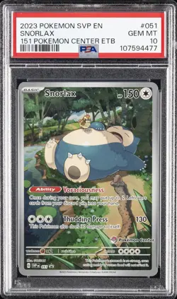 2023 POKEMON 151 POKEMON CENTER ELITE TRAINER BOX SNORLAX PSA 10 - Image 1