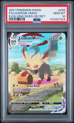 2021 POKEMON SWORD & SHIELD EVOLVING SKIES SECRET FULL ART/LEAFEON VMAX PSA 10 - Image 1