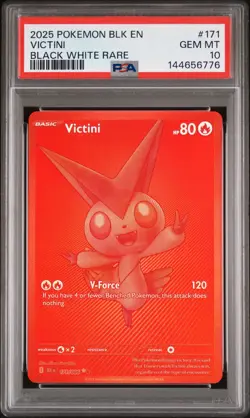 2025 Pokemon Black Bolt Victini #171 BLK EN GEM MT PSA 10 Black White Rare - Image 1