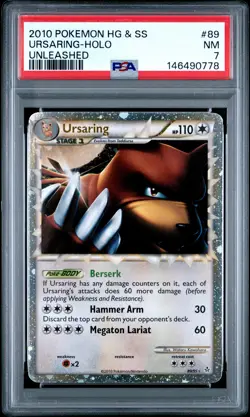 2010 POKEMON HEARTGOLD & SOULSILVER UNLEASHED #89 URSARING-HOLO PSA 7 - Image 1