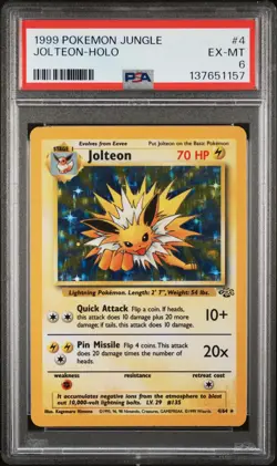1999 POKEMON JUNGLE #4 JOLTEON-HOLO PSA 6 - Image 1