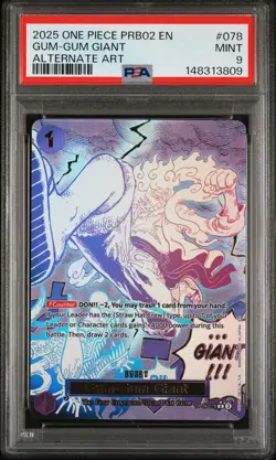 2025 ONE PIECE PRB02-PREMIUM BOOSTER ALTERNATE ART #078 GUM-GUM GIANT PSA 9 - Image 1