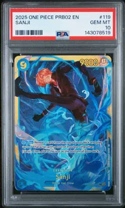 2025 ONE PIECE PRB02-PREM BOOSTER -ONE PIECE CARD THE BEST- VOL.2 SANJI PSA 10 - Image 1