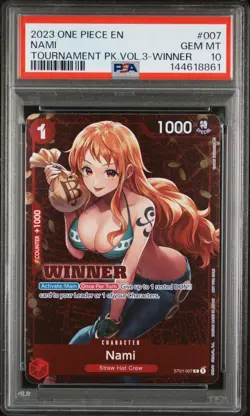 2023 ONE PIECE PROMOS TOURNAMENT PACK VOL.3-WINNER #007 NAMI PSA 10 - Image 1