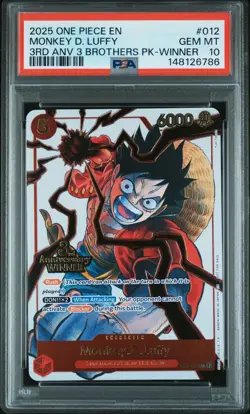2025 One Piece 3rd Anniversary 3 Brothers Winner Monkey D Luffy #ST01-012 PSA 10 - Image 3