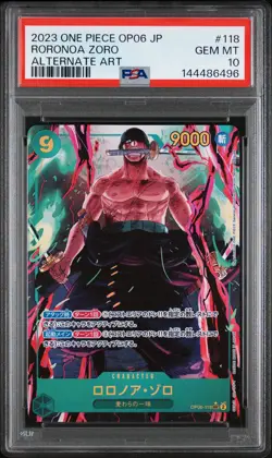 2023 ONE PIECE JPN OP06-WINGS OF THE CAPTAIN ALTERNATE ART RORONOA ZORO PSA 10 - Image 1