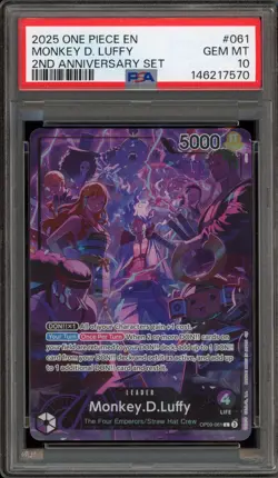 One Piece CCG Monkey.D.Luffy 2nd Anniversary Set OP09-061 PSA 10 Gem Mint - Image 1