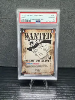 2025 One Piece Sabo Wanted Poster SP Alt Art OP13-120 PSA 10 Gem Mint English - Image 1