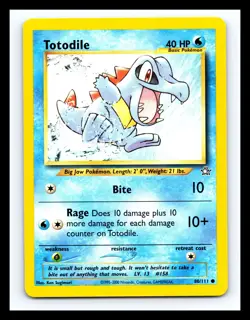 💥 Totodile # 80/111 Rare Neo Genesis 2000 WOTC Pokemon Vintage Card Non Holo - Image 1