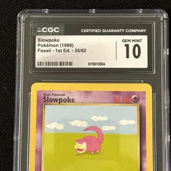 Pokemon Slowpoke 55/62 (1st Edition) Fossil *CGC 10* (Perfect Card) - Image 3