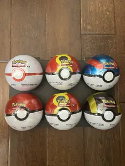 Pokemon TCG Costco 6x Pokeball Tins 18 Booster Card Packs Factory Sealed IN HAND - Image 1