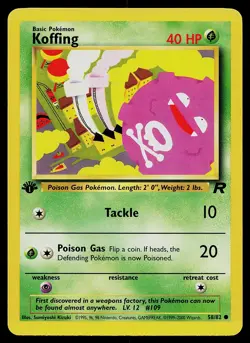 Pokemon Team Rocket 58/82 Koffing Pokemon Card 1st Edition - Image 1