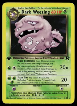 Pokemon Card Team Rocket Dark Weezing 31/82 Rare 1st Edition - Image 1
