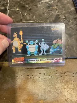 Pokemon TCG Round One Equals Defeat Topps Mewtwo Strikes Back Card 26 Black Logo - Image 1