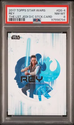 2017 TOPPS STAR WARS THE LAST JEDI CHARACTER DIE-CUT STICKER CARDS REY PSA 8 - Image 1