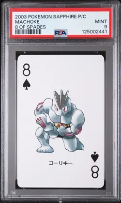 2003 POKEMON SAPPHIRE VERSION PLAYING CARDS 8 OF SPADES MACHOKE PSA 9 - Image 1