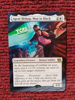 Agent Bishop, Man in Black Teenage Mutant Ninja Turtles Hand Painted Altered Art - Image 1