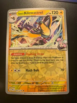 Sv09: Journey Together Pokemon Iono's Kilowattrel Pattern Reverse Holo 055/159 - Image 1