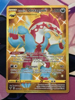 Pokemon Vivid Voltage Galarian Obstagoon 198/185 Gold Secret Rare NM - Image 1
