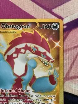 Pokemon Vivid Voltage Galarian Obstagoon 198/185 Gold Secret Rare NM - Image 3
