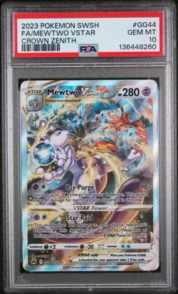 2023 Pokemon Sword & Shield Crown Zenith Mewtwo VSTAR PSA 10 #GG44/GG70 - Image 1
