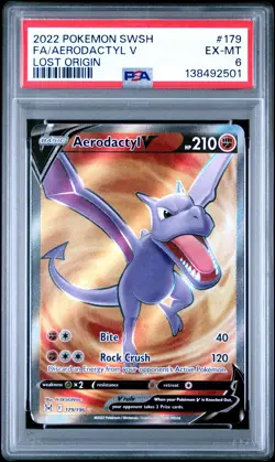 2022 POKEMON SWORD & SHIELD LOST ORIGIN #179 FULL ART/AERODACTYL V PSA 6 - Image 1