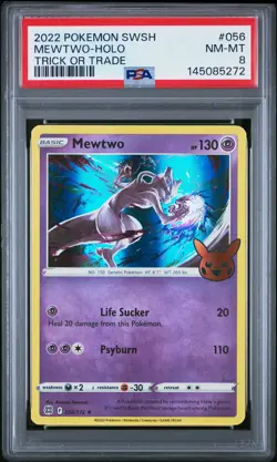 2022 POKEMON SWORD & SHIELD BRILLIANT STARS #056 MEWTWO-HOLO PSA 8 - Image 1