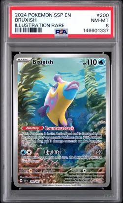 2024 POKEMON SSP EN-SURGING SPARKS ILLUSTRATION RARE #200 BRUXISH PSA 8 - Image 1