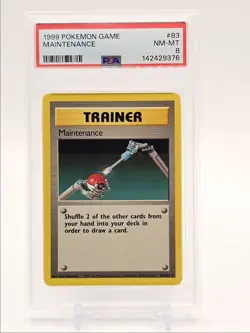 MAINTENANCE 1999 POKEMON ORIGINAL BASE SET UNCOMMON 83/102 PSA 8 Q1714 - Image 1