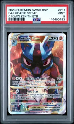 2023 POKEMON SWSH BLACK STAR PROMO #291 FULL ART/LUCARIO VSTAR PSA 9 - Image 1