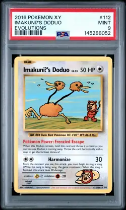 2016 POKEMON XY EVOLUTIONS #112 IMAKUNIU'S DODUO PSA 9 - Image 1