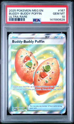 2025 POKEMON MEG EN-MEGA EVOLUTION ULTRA RARE #167 BUDDY-BUDDY POFFIN PSA 10 - Image 1