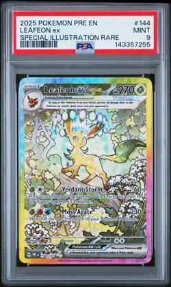 2025 POKEMON PRISMATIC EVOLUTIONS SPECIAL ILLUSTRATION RARE LEAFEON EX PSA 9 - Image 1
