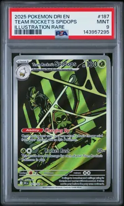 2025 POKEMON DESTINED RIVALS ILLUSTRATION RARE #187 TEAM ROCKET'S SPIDOPS PSA 9 - Image 1