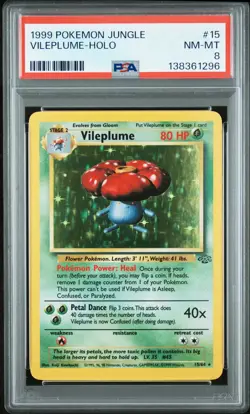1999 POKEMON JUNGLE #15 VILEPLUME-HOLO PSA 8 - Image 1
