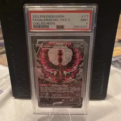 Pokemon Galarian Moltres V 177/198 Full Art Chilling Reign Holo PSA 9 2021 - Image 1
